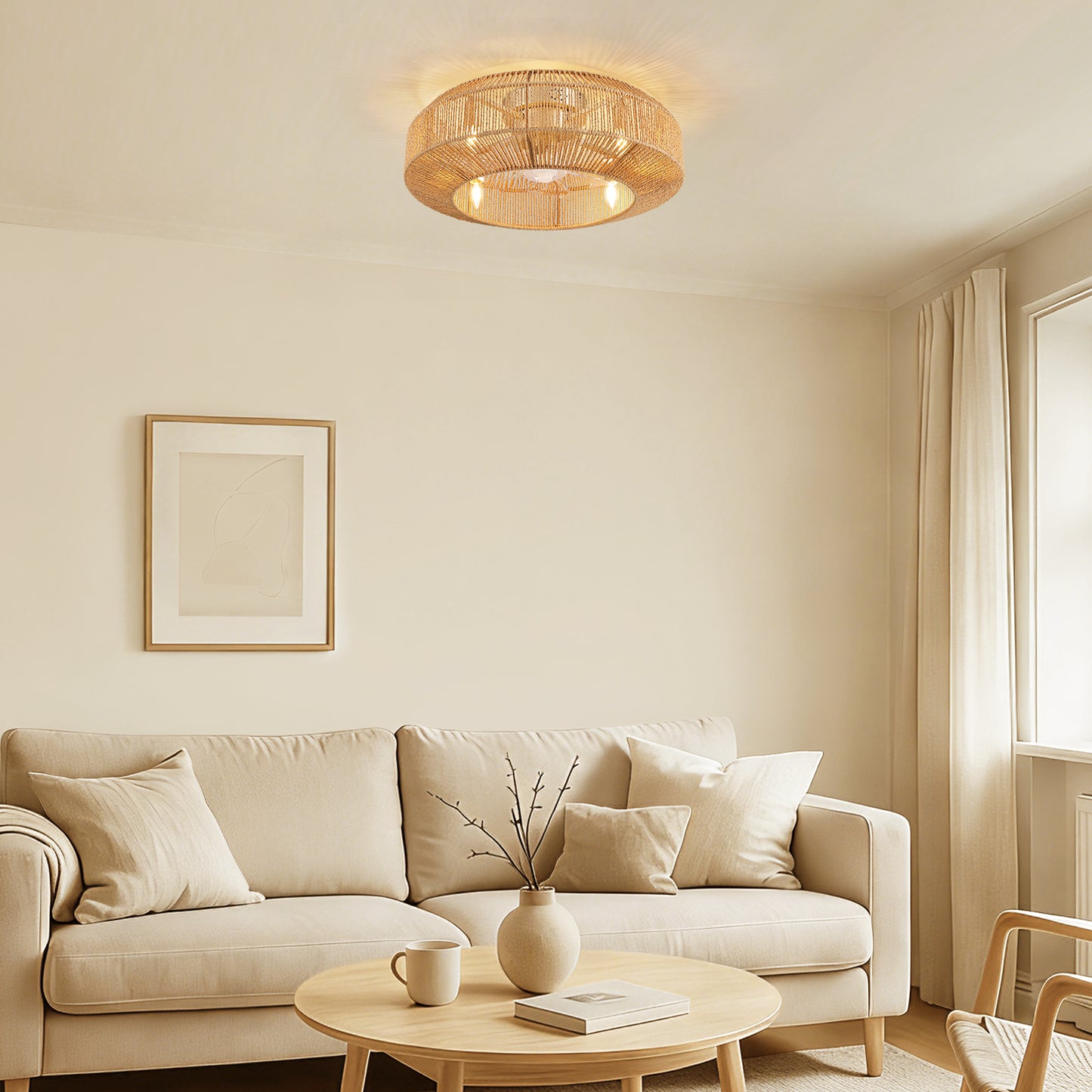 Caged Ceiling Fans with Light, Low Profile Fandelier Ceiling Fans with Light and Remote Control