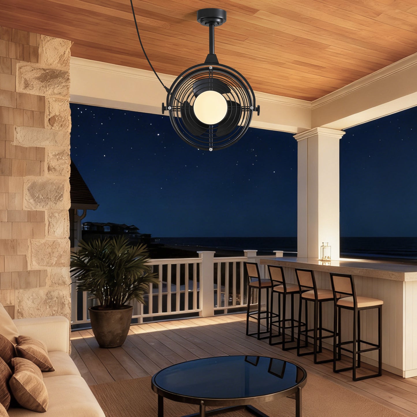 20in Outdoor Ceiling Fan with Light  Remote/APP Control, Waterproof Gazebo Hanging Fan with 3CCT Dimmable