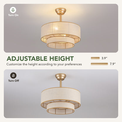 19.7in Ceiling Fan Light with Remote Control, 6 Speeds, Forward and Reverse for Living Room Bedroom