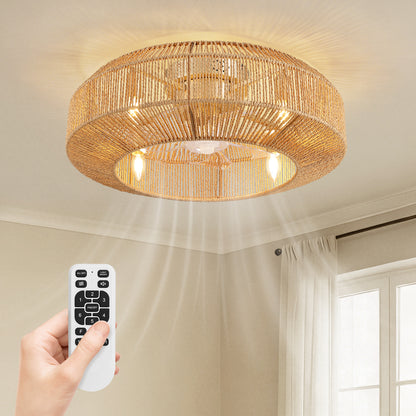 Caged Ceiling Fans with Light, Low Profile Fandelier Ceiling Fans with Light and Remote Control