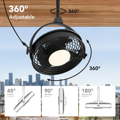 20in Outdoor Ceiling Fan with Light  Remote/APP Control, Waterproof Gazebo Hanging Fan with 3CCT Dimmable