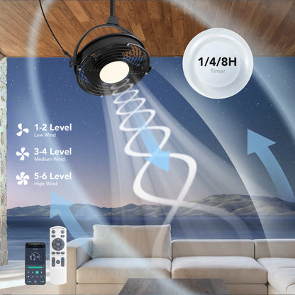 20in Outdoor Ceiling Fan with Light  Remote/APP Control, Waterproof Gazebo Hanging Fan with 3CCT Dimmable