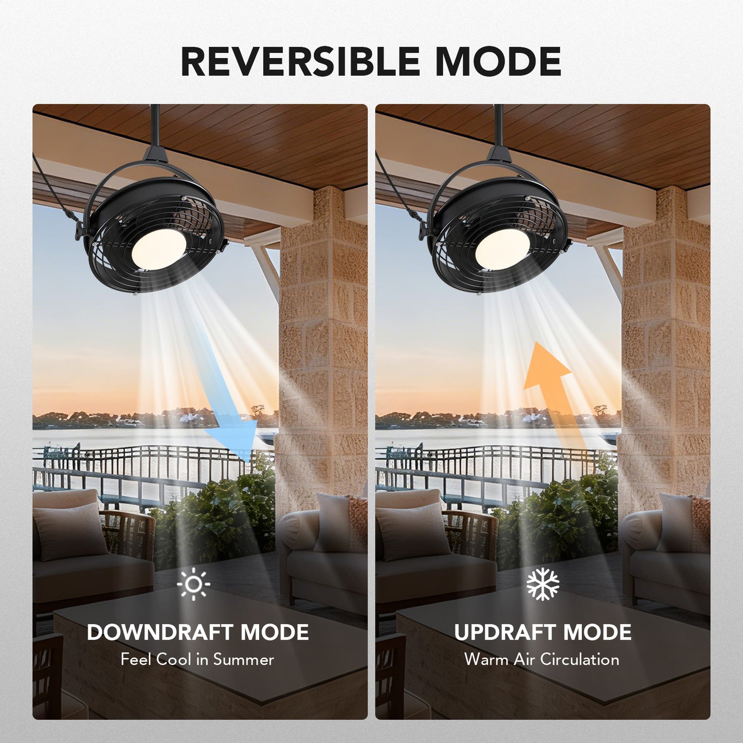 20in Outdoor Ceiling Fan with Light  Remote/APP Control, Waterproof Gazebo Hanging Fan with 3CCT Dimmable