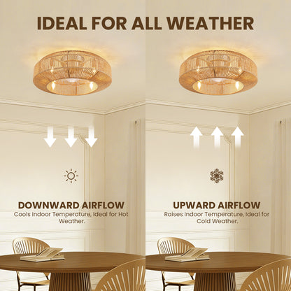 Caged Ceiling Fans with Light, Low Profile Fandelier Ceiling Fans with Light and Remote Control