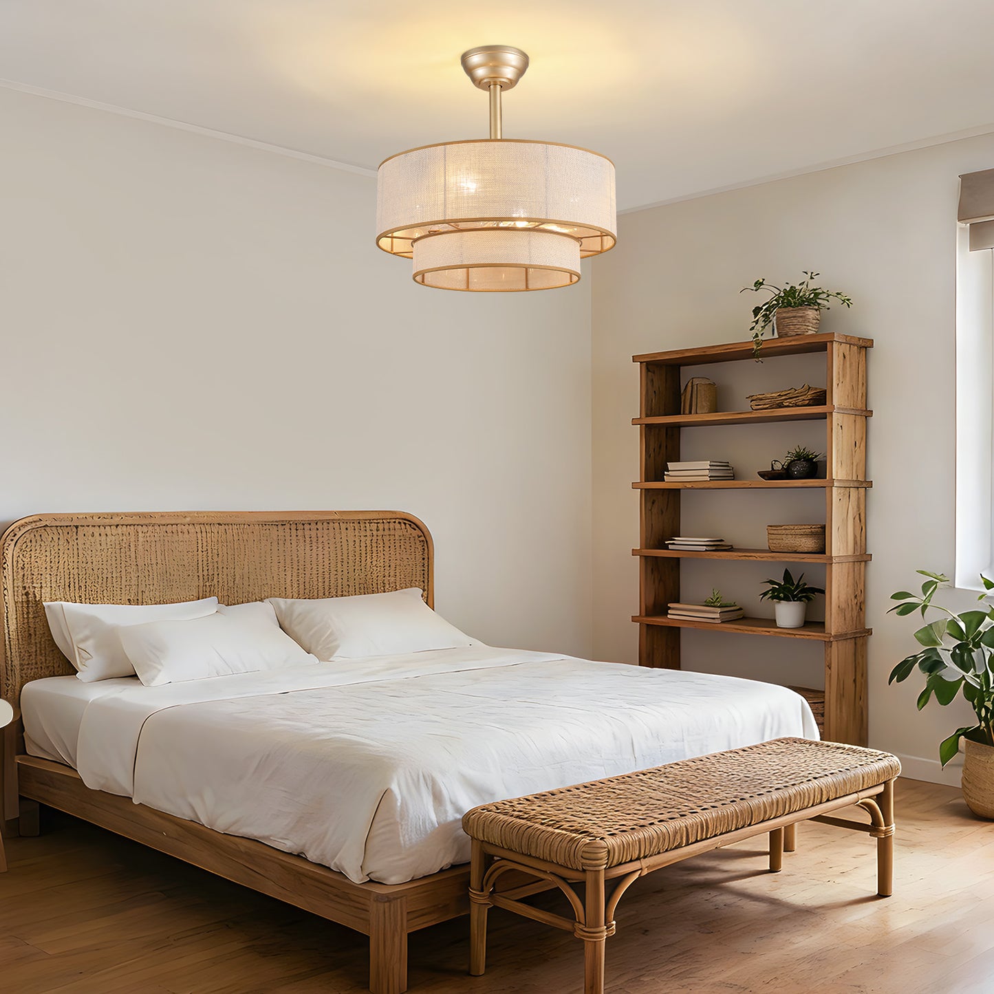 19.7in Ceiling Fan Light with Remote Control, 6 Speeds, Forward and Reverse for Living Room Bedroom