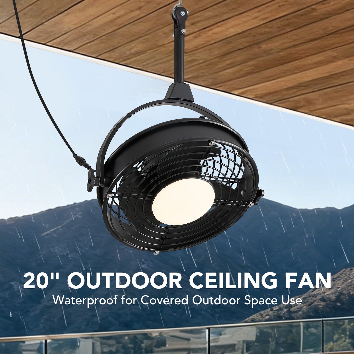 20in Outdoor Ceiling Fan with Light  Remote/APP Control, Waterproof Gazebo Hanging Fan with 3CCT Dimmable