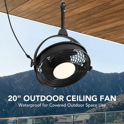 20in Outdoor Ceiling Fan with Light  Remote/APP Control, Waterproof Gazebo Hanging Fan with 3CCT Dimmable