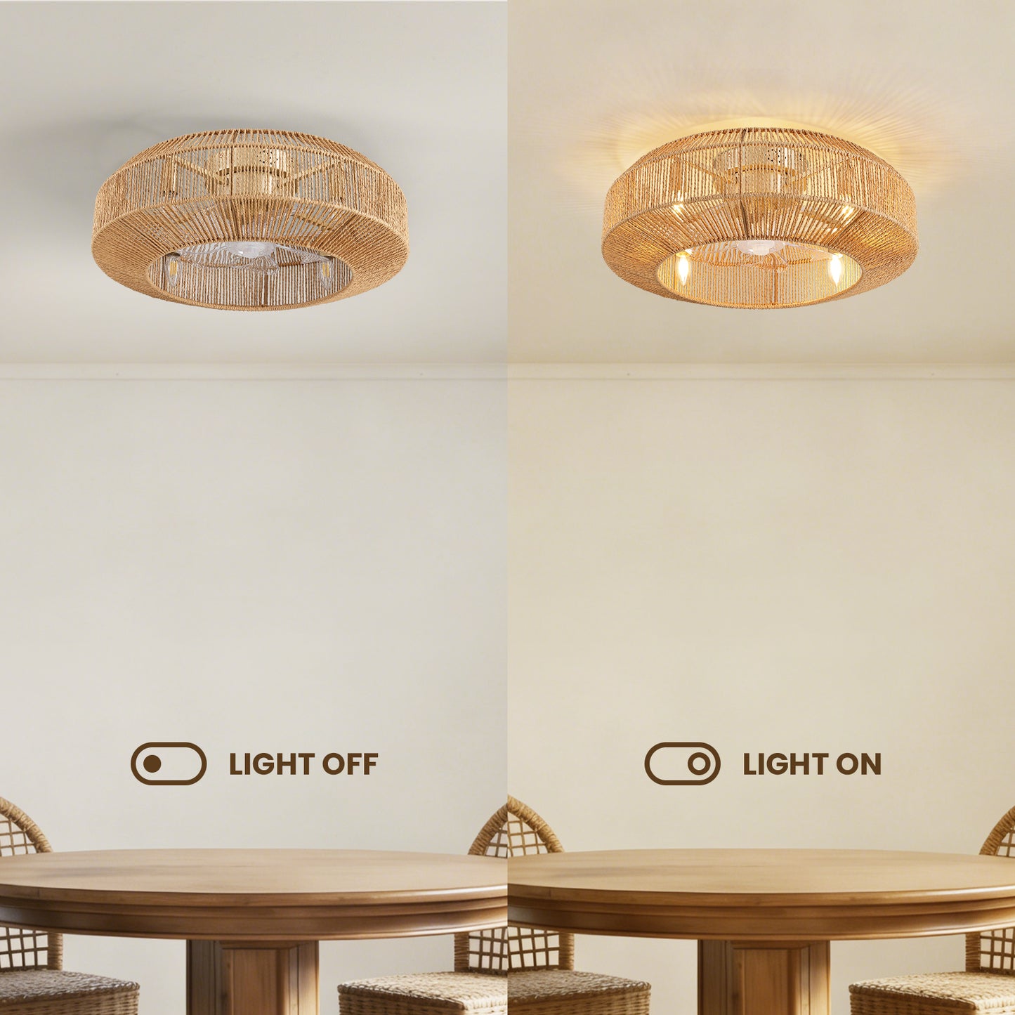Caged Ceiling Fans with Light, Low Profile Fandelier Ceiling Fans with Light and Remote Control