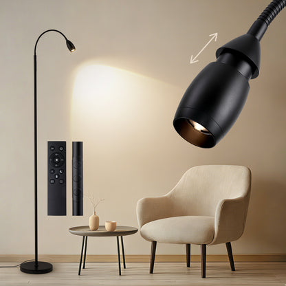 Reading Floor Lamp, Dimmable LED Floor Lamp with Remote, Standing Lamp with Flexible Gooseneck, Zoomable Spotlight, Reading Light, Task Crafting Tall Lamps for Living Room Office Bedroom