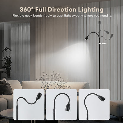 Reading Floor Lamp, Dimmable LED Floor Lamp with Remote, Standing Lamp with Flexible Gooseneck, Zoomable Spotlight, Reading Light, Task Crafting Tall Lamps for Living Room Office Bedroom