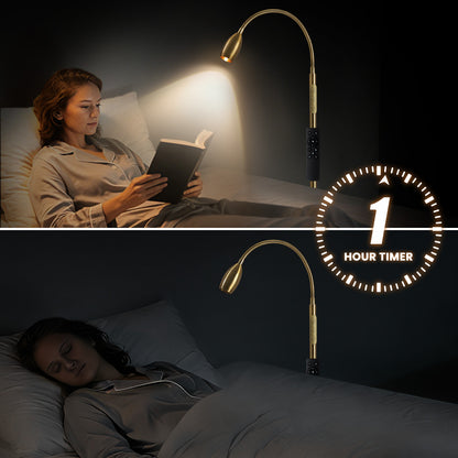 Reading Floor Lamp, Dimmable LED Floor Lamp with Remote, Standing Lamp with Flexible Gooseneck, Zoomable Spotlight, Reading light, Task Crafting Tall Lamps for Living Room Office Bedroom(Gold)