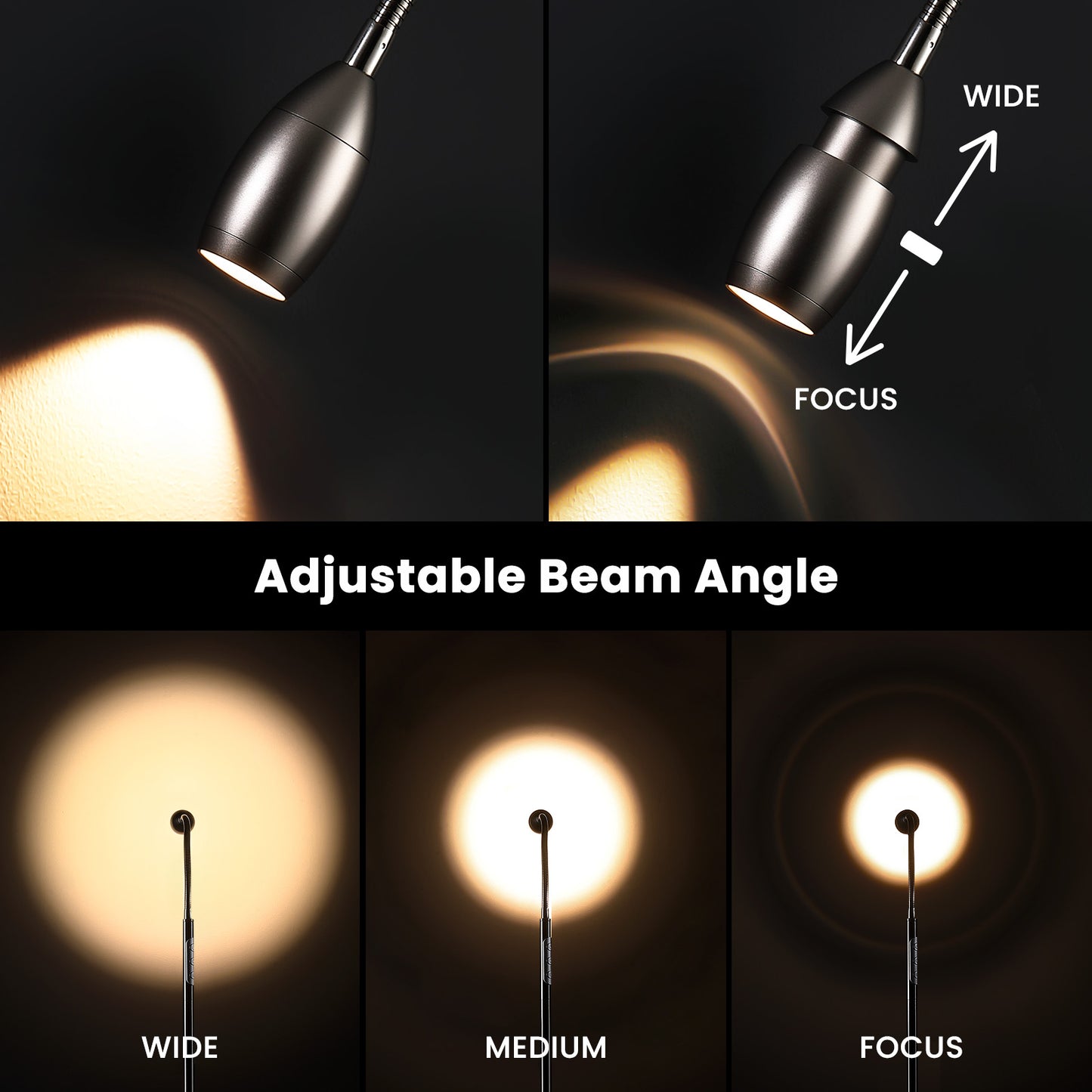 Reading Floor Lamp, Dimmable LED Floor Lamp with Remote, Standing Lamp with Flexible Gooseneck, Zoomable Spotlight, Reading Light, Task Crafting Tall Lamps for Living Room Office Bedroom(Nickel)