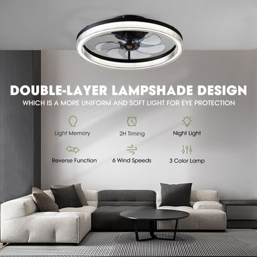 19.7in Smart Ceiling Fan with Lights, Dimmable LED & APP Control