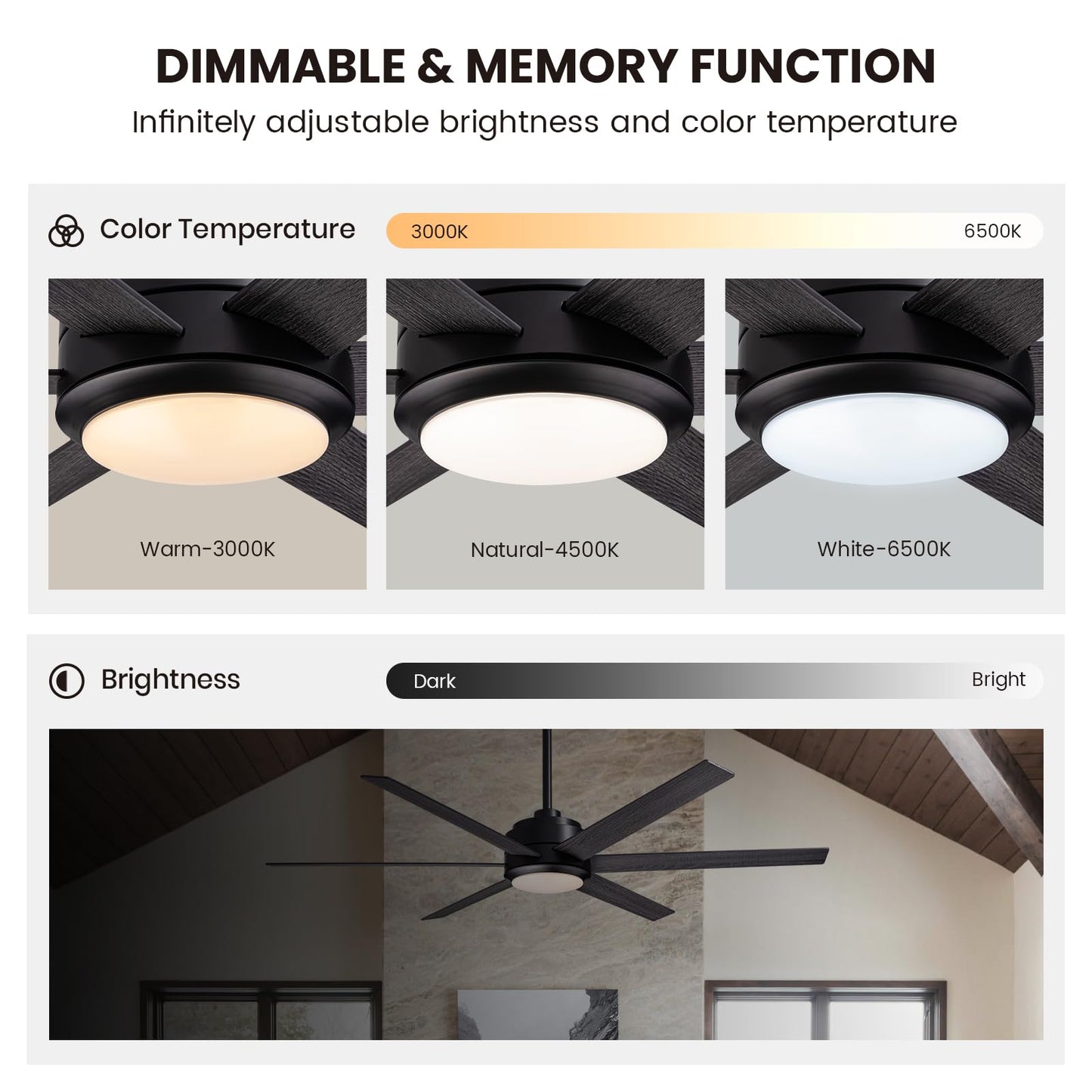 60in Smart Ceiling Fan with Reversible Wood & 6 Blades, APP & Remote Control
