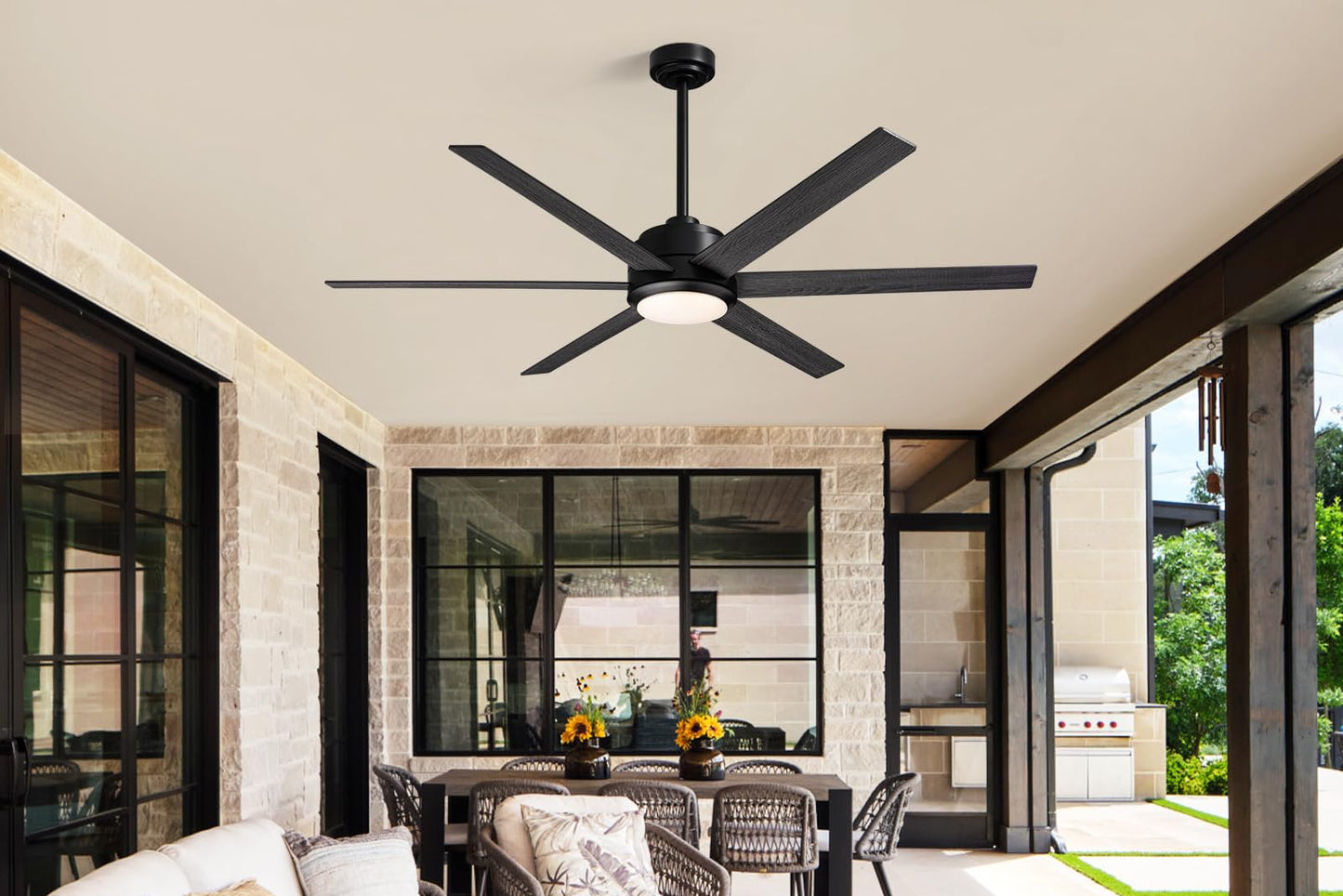 60in Smart Ceiling Fan with Reversible Wood & 6 Blades, APP & Remote Control
