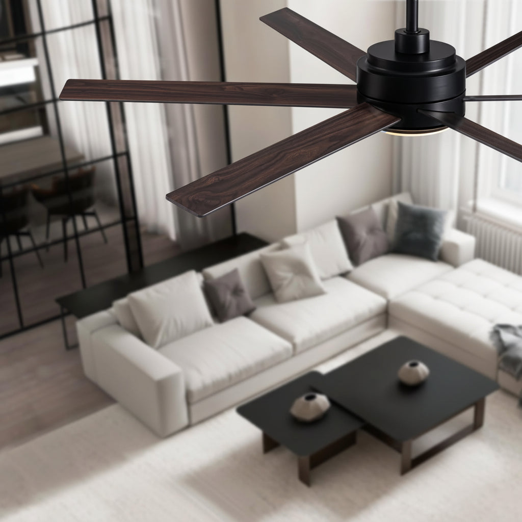 60in Smart Ceiling Fan with Reversible Wood & 6 Blades, APP & Remote Control