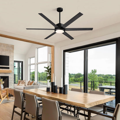 60in Smart Ceiling Fan with Reversible Wood & 6 Blades, APP & Remote Control