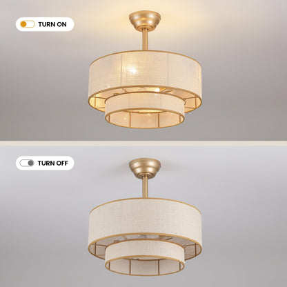 20 in Golden 2-Layer Woven Ceiling Fan Light with Timer and Forward/Reverseand Remote Control (Bulb Not Included)