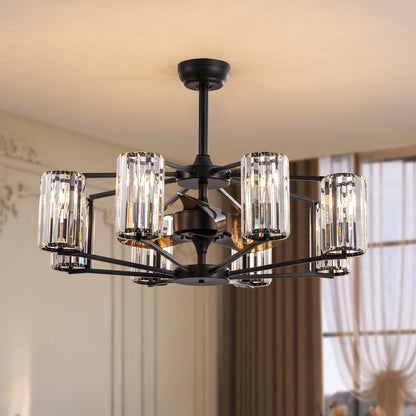 Crystal & Wrought Iron Ceiling Fan with Lights, Remote Control