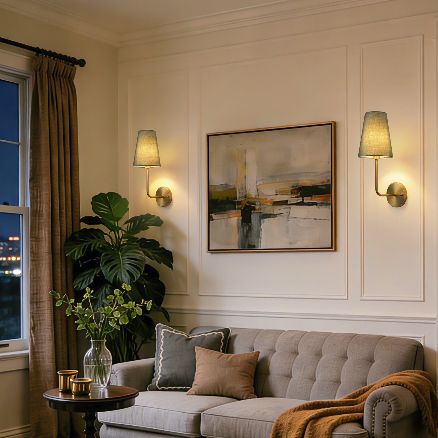1 - Light Hardwired Dimmable Armed Sconce