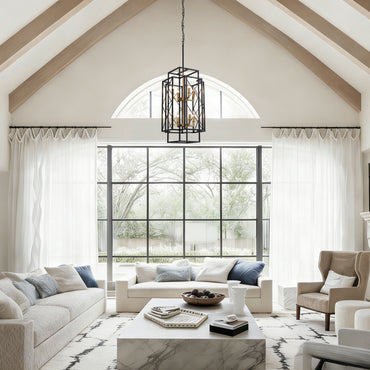 8-Light Black Basket Chandelier for Kitchen Island, living room, bedroom with no bulbs included