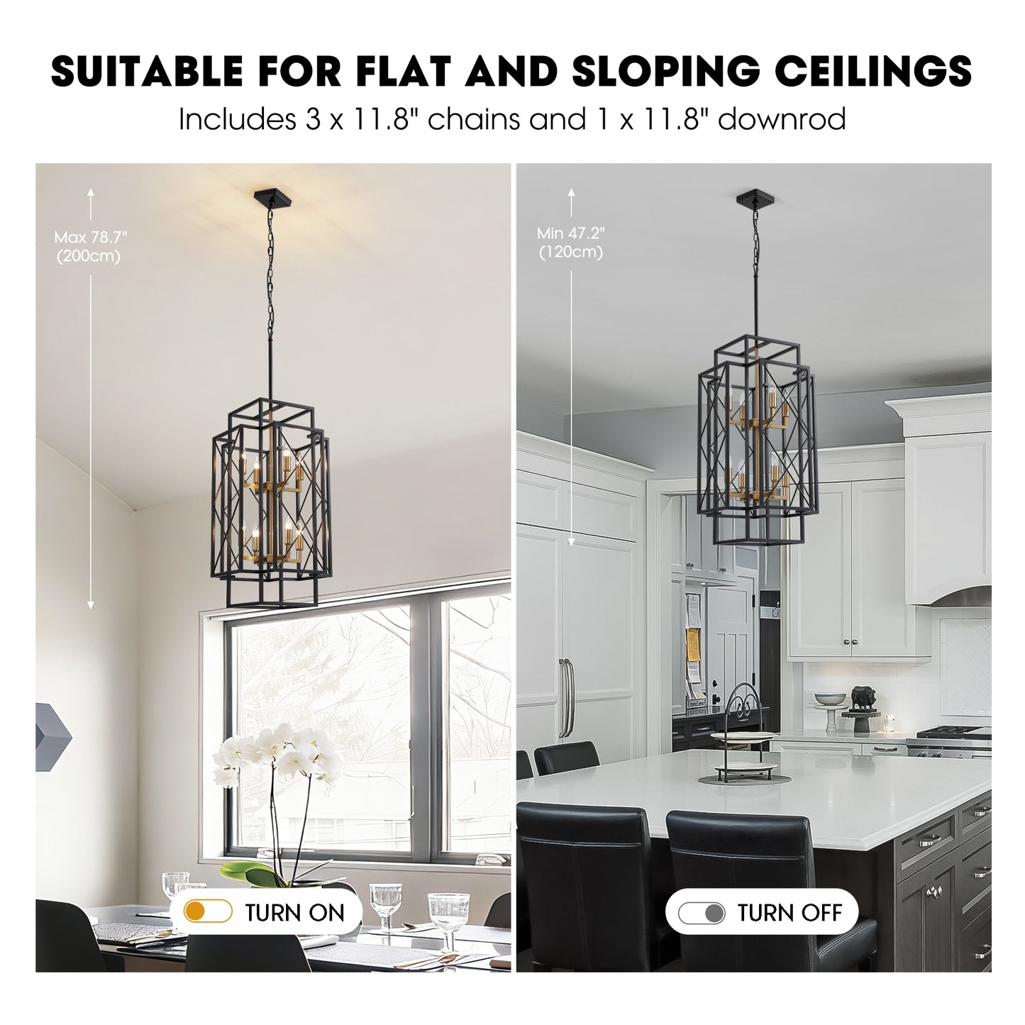 8-Light Black Basket Chandelier for Kitchen Island, living room, bedroom with no bulbs included