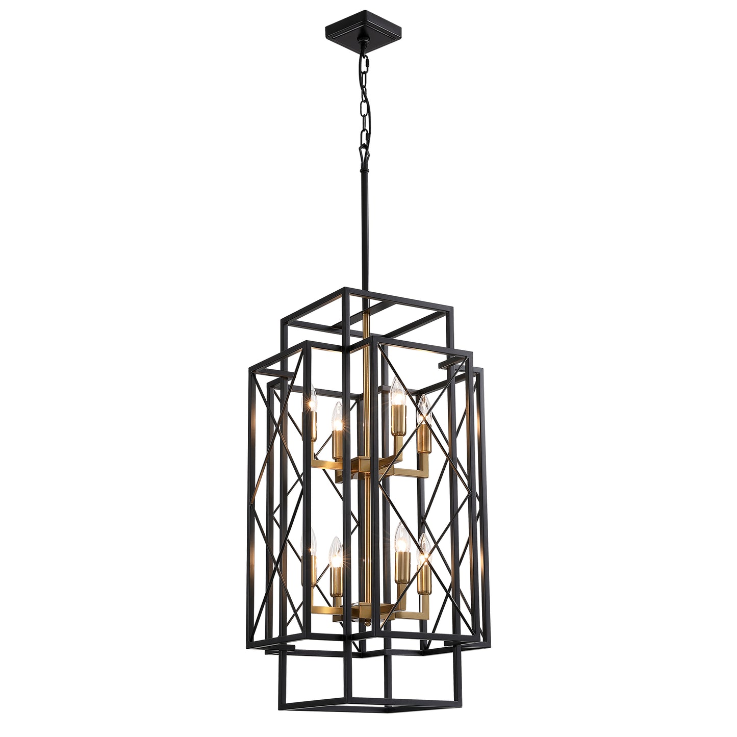 8-Light Black Basket Chandelier for Kitchen Island, living room, bedroom with no bulbs included