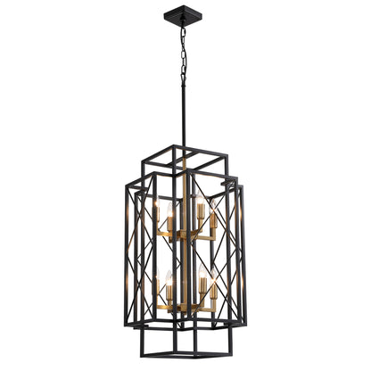 8-Light Black Basket Chandelier for Kitchen Island, living room, bedroom with no bulbs included