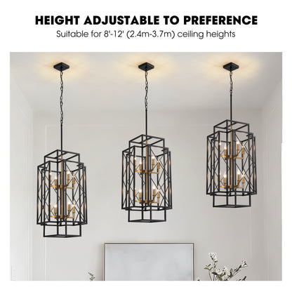 8-Light Black Basket Chandelier for Kitchen Island, living room, bedroom with no bulbs included
