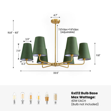 Tapered Green Linen Chandelier