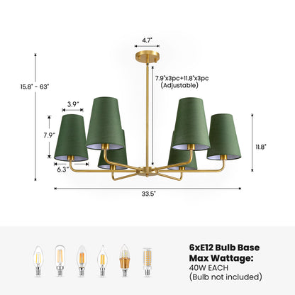 Tapered Green Linen Chandelier