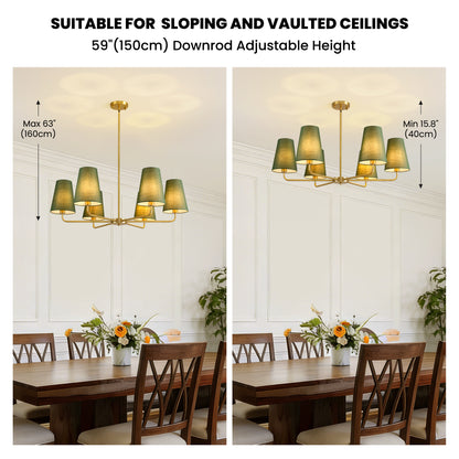 Tapered Green Linen Chandelier