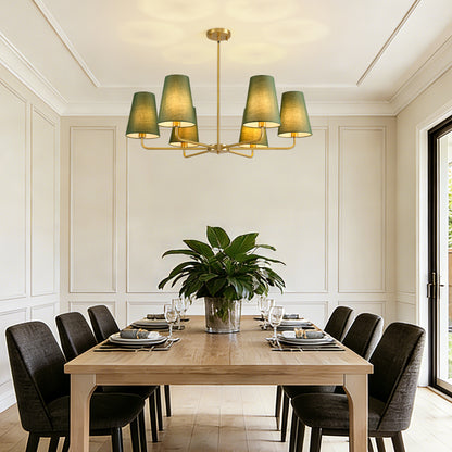 Tapered Green Linen Chandelier