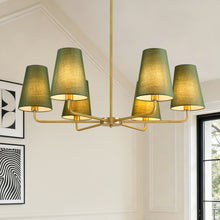 Tapered Green Linen Chandelier