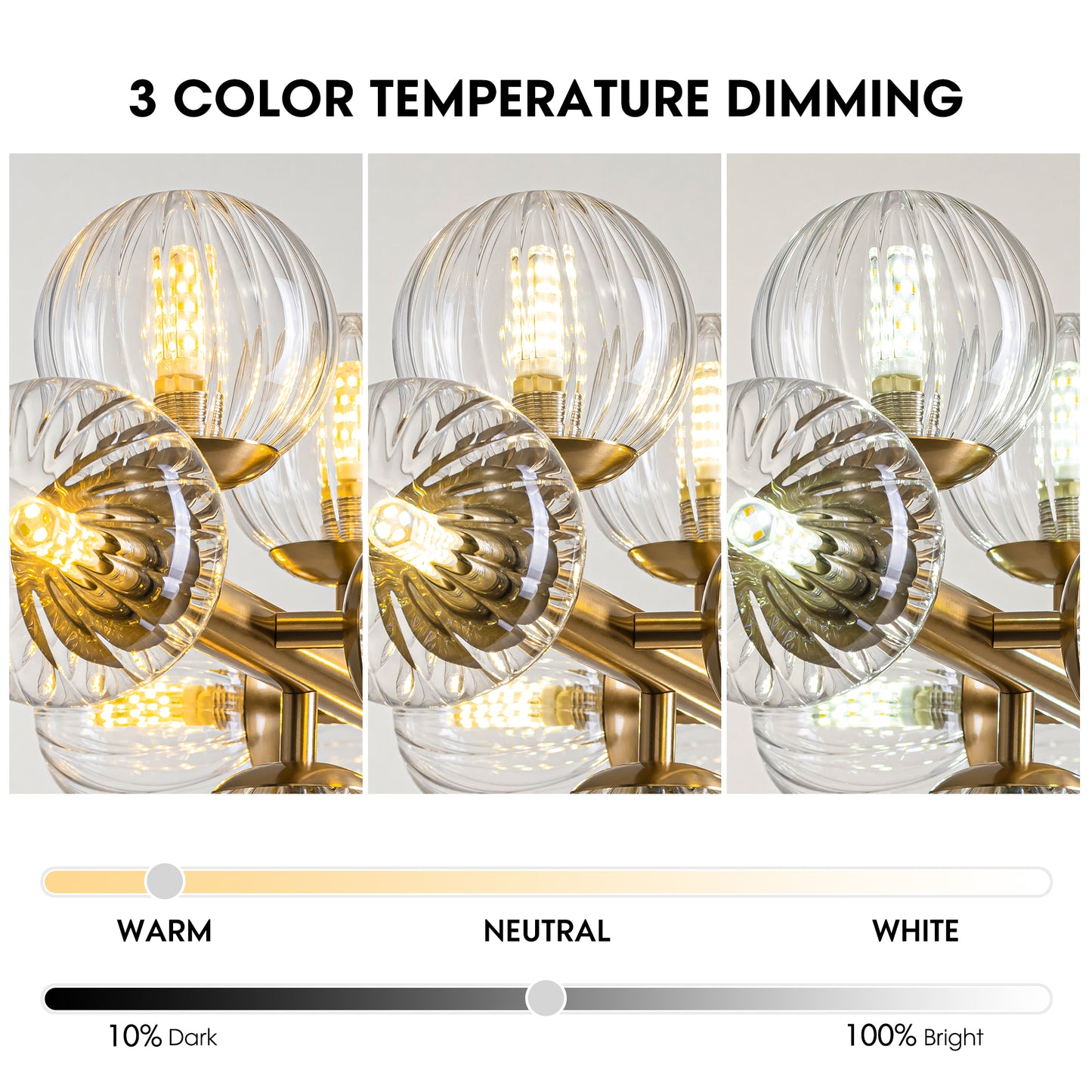 16 Lights Gold Rectangle Chandelier with Clear Glass Globes for Kitchen Island(No Bulbs Included)