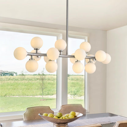 16 Lights Modern Pendant Light Glass Globe Linear Chandelier Light Fixture for Kitchen Island