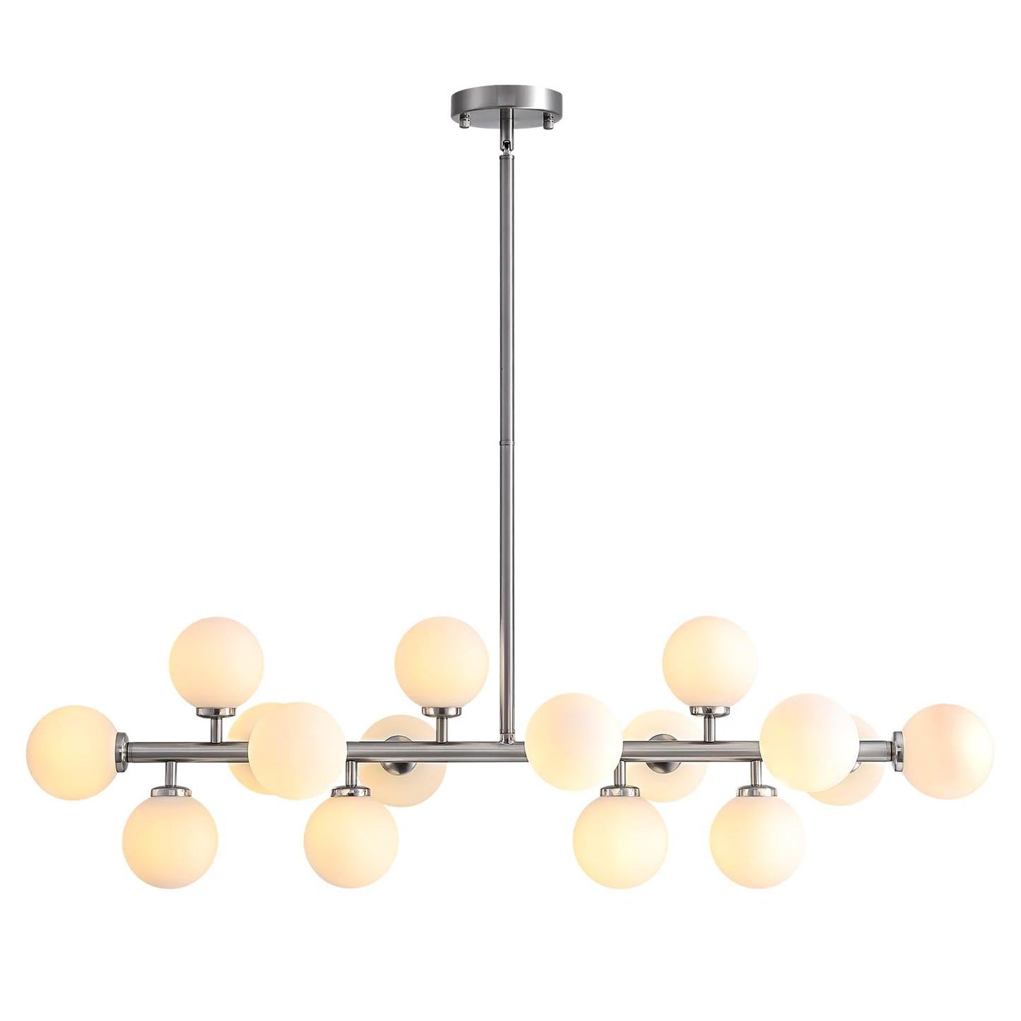 16 Lights Modern Pendant Light Glass Globe Linear Chandelier Light Fixture for Kitchen Island