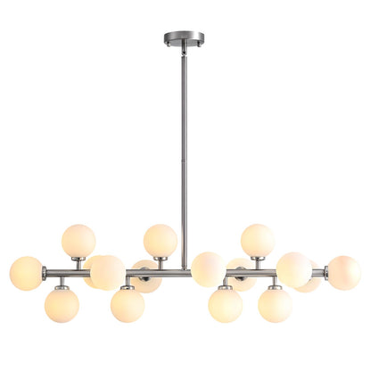 16 Lights Modern Pendant Light Glass Globe Linear Chandelier Light Fixture for Kitchen Island