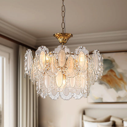 19.7 in 6-Light Dimmable Integrated LED Golden Retro French-style Glass Chandelier (Bulbs Not Included) for Living Room