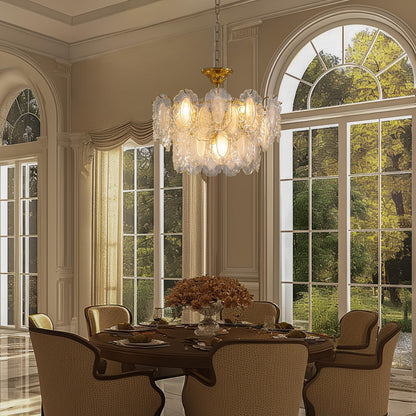 19.7 in 6-Light Dimmable Integrated LED Golden Retro French-style Glass Chandelier (Bulbs Not Included) for Living Room