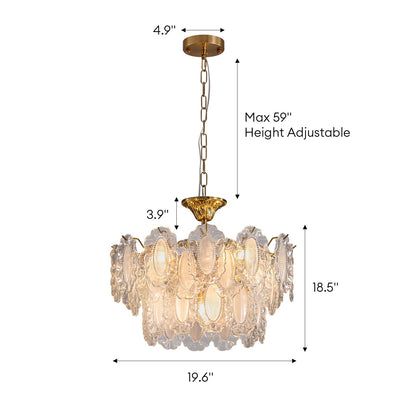 19.7 in 6-Light Dimmable Integrated LED Golden Retro French-style Glass Chandelier (Bulbs Not Included) for Living Room