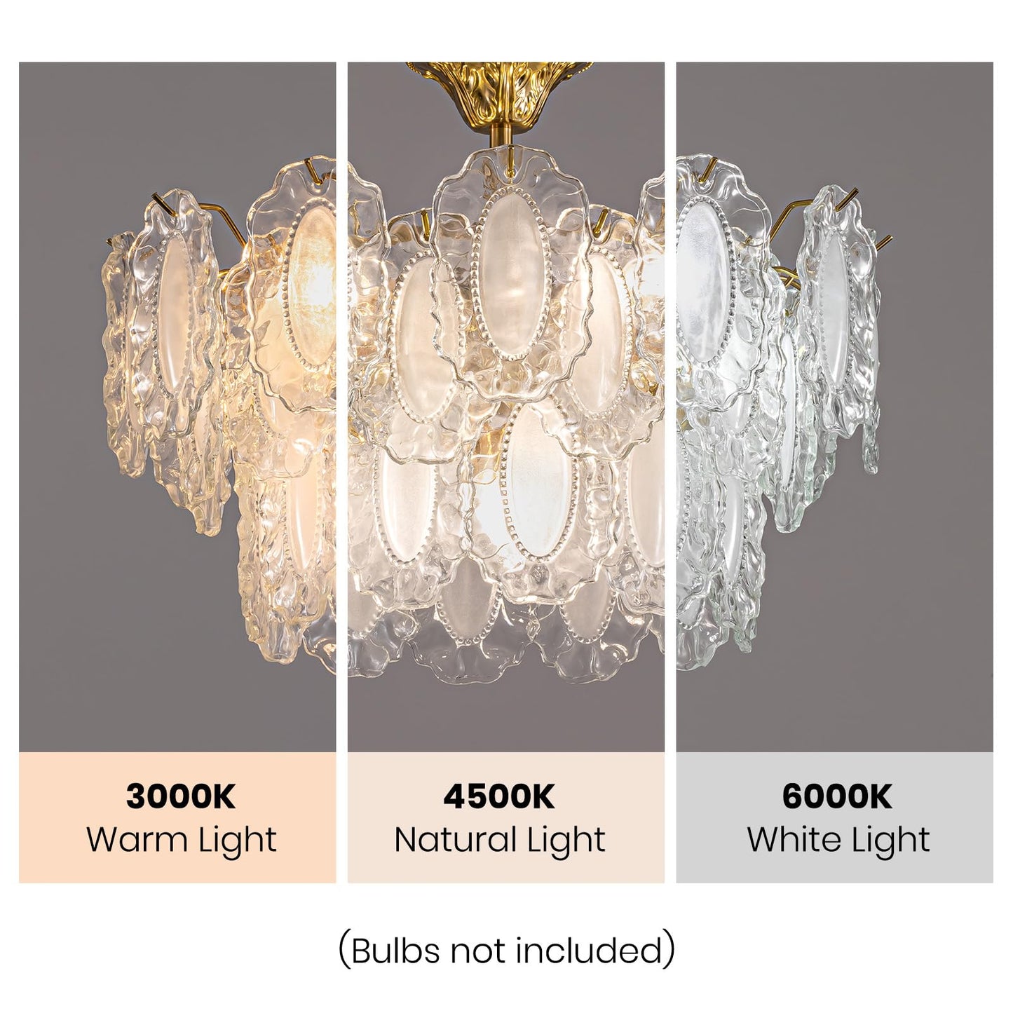 19.7 in 6-Light Dimmable Integrated LED Golden Retro French-style Glass Chandelier (Bulbs Not Included) for Living Room