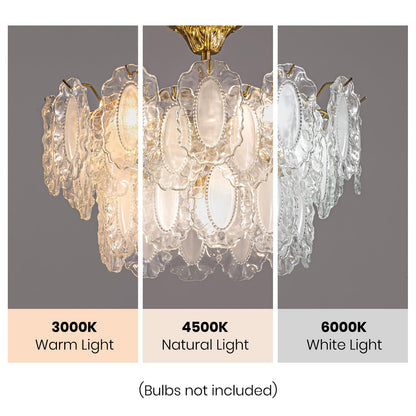 19.7 in 6-Light Dimmable Integrated LED Golden Retro French-style Glass Chandelier (Bulbs Not Included) for Living Room