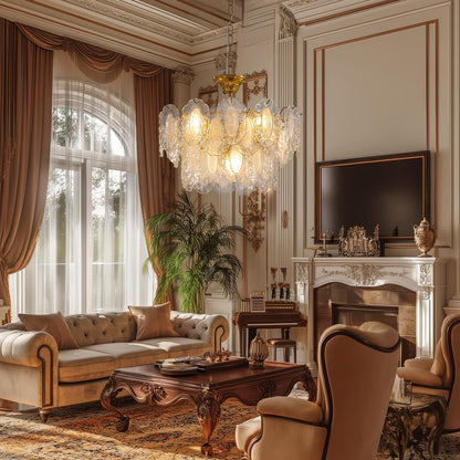 19.7 in 6-Light Dimmable Integrated LED Golden Retro French-style Glass Chandelier (Bulbs Not Included) for Living Room