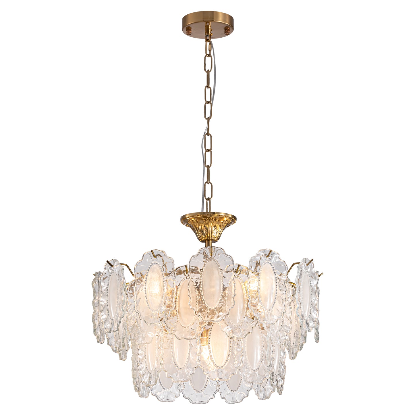 19.7 in 6-Light Dimmable Integrated LED Golden Retro French-style Glass Chandelier (Bulbs Not Included) for Living Room
