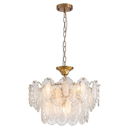 19.7 in 6-Light Dimmable Integrated LED Golden Retro French-style Glass Chandelier (Bulbs Not Included) for Living Room