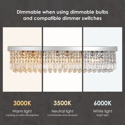 8-Lights Rectangle Crystal Chandelier Flush Mount Ceiling Light