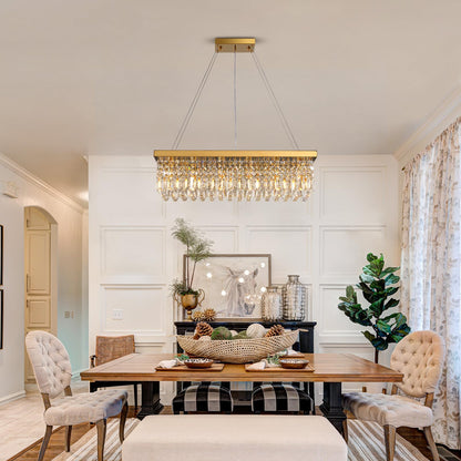 Modern 6-Lights Gold Rectangular Pendant Light for Dining Room Kitchen Island with No Bulbs