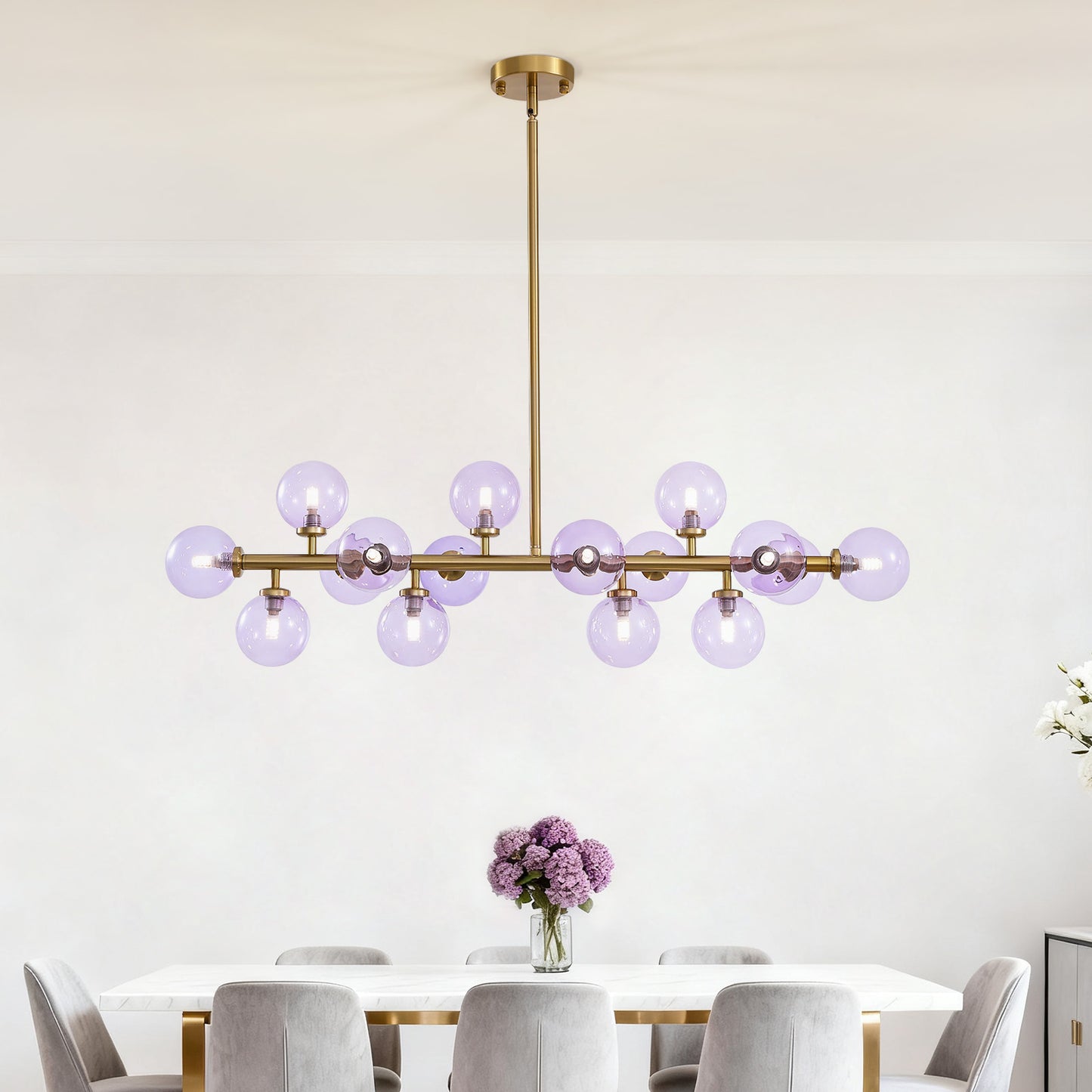 Mid Century Modern Gold Chandelier Rectangle Pendant Fixtures Linear Sputnik Chandeliers for Kitchen Island Dining Room Over Table