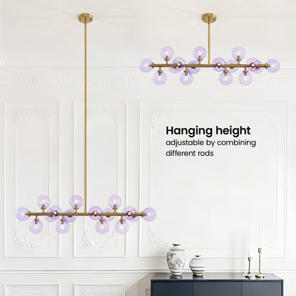 Mid Century Modern Gold Chandelier Rectangle Pendant Fixtures Linear Sputnik Chandeliers for Kitchen Island Dining Room Over Table